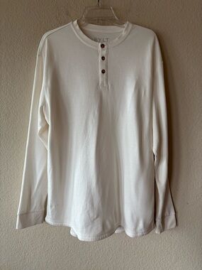 BYLT Henley Drop-Cut Long Sleeve: LUX XL Cream